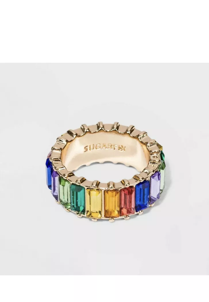Sugarfix by Baublebar Rainbow Crystal Statement Ring Nickel Free Size 8 NEW