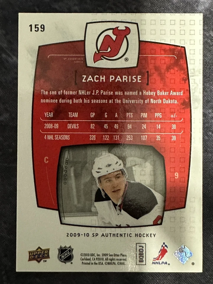 2009-10 SP Authentic SP Essentials 159 Zach Parise New Jersey Devils - Image 2 of 2