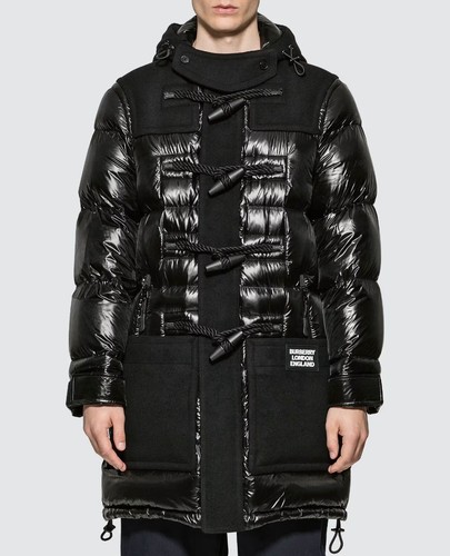 Burberry - Technical Duffle Wool Detail Puffer Coat Hooded Size M UK/US40