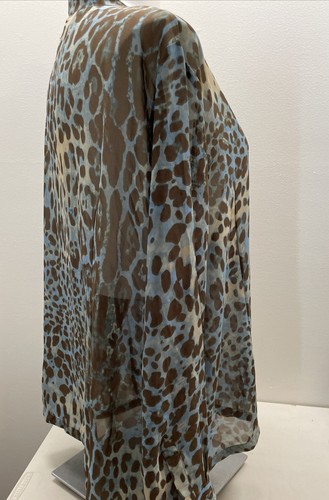 Donna Salyers Fabulous Furs Women's Blouse Top NEW NWT Sz 3X Brown Blue Leopard - Picture 9 of 12
