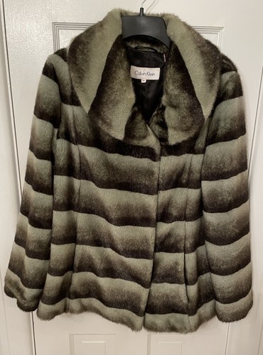 Multi Color Stripe Faux Fur Coat | eBay