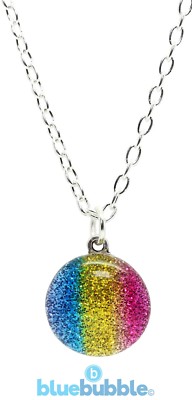 Bluebubble RETRO RAINBOW Glitzer Halskette Kitsch Festival Fun Cool 80er 90er Disco