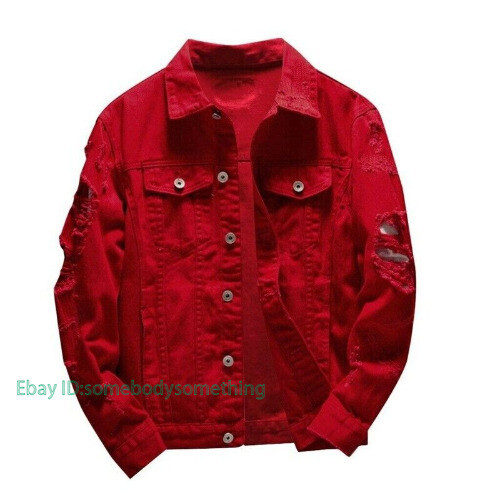 Herren Freizeit Denim Jacke Lochjacken Mode Jeans Mäntel Street Hip Hop - Bild 8 von 19