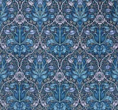 WILLIAM MORRIS VORHANGSTOFF 'SPRING DICKET VELVET' 2,4 METER MIDNIGHT/LILAC