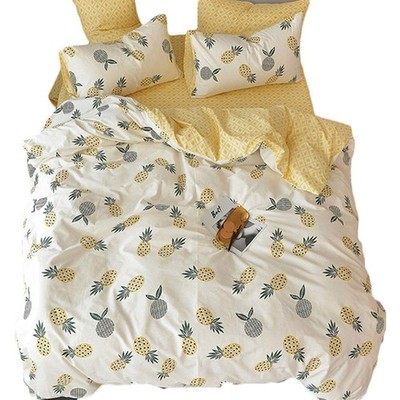 Yellow Pineapple Bedding Duvet Cover Sets Queen Size, Cute Fruit Decor Comfor...