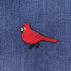 Cardinal Applique Patch - Embroidered Bird Badge 2-3/8" (Iron On)
