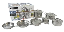 Tramontina 12-piece Tri-Ply Clad Stainless Steel Cookware Set - CLEAN!