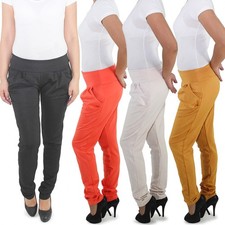 Damen Hose Hüfthose Chino Stoffhose Pants Treggings Seiden Look Stretch Loose 
