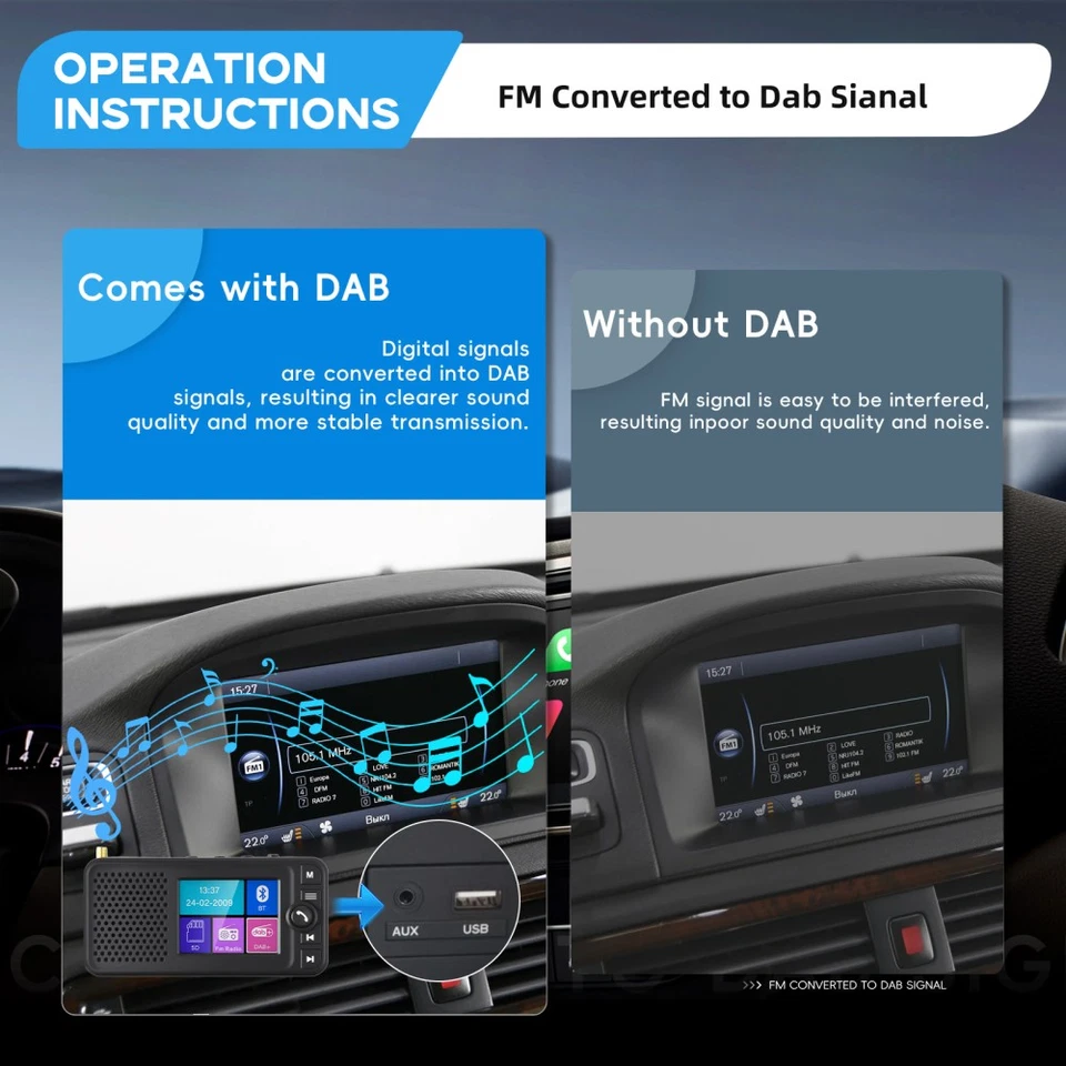 Digitalradio Adapter DAB+ DAB+ Antenne USB bluetooth Adapter Receiver Universal - Bild 3 von 4