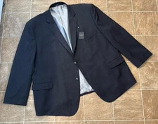 PRONTO UOMO-Jacket Mens 58R Navy Blue Blazer Wool Blend 2 Button Suit Coat NWT