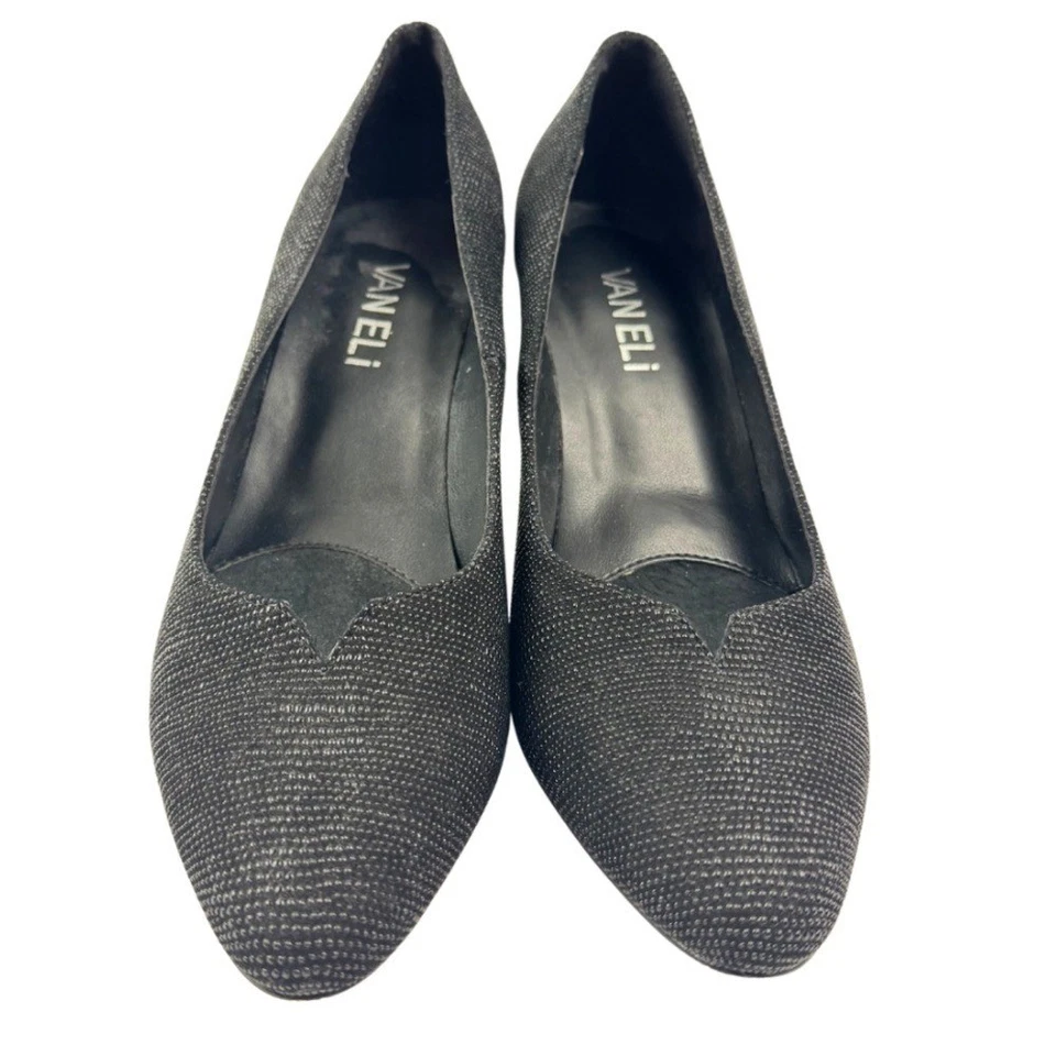 Zapatos de salón Van Eli de gamuza de cuero con puntos en relieve punta redonda tacón de gatito talla 4,5 Foto 3 de 4