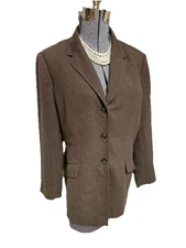 Anne Klein Blazer Size 14P Fits Like 12P Medium Brown Suit Jacket Separates EXEC