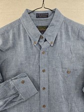 Vintage Ralph Lauren Chaps Mens Large Blue Linen Blend Dress Shirt 16 32/33