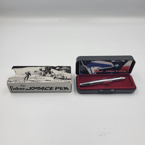 Fisher Space Pen NASA Chrome Bullet Pocket Pen #400 Box & Case Compact 3.5”