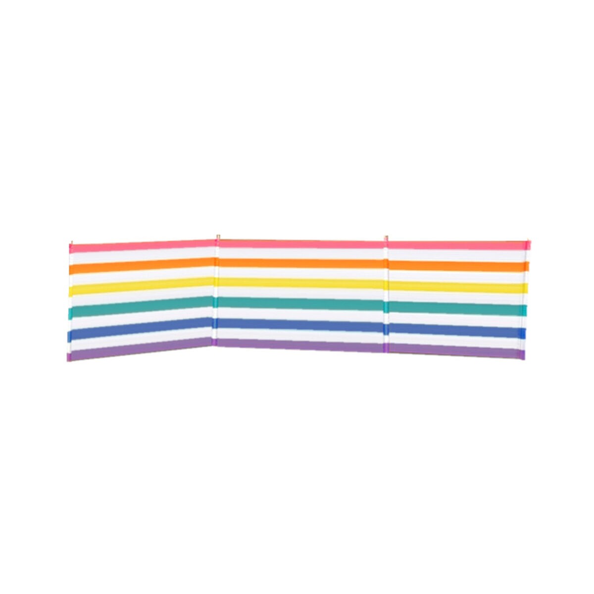 Paraviento 4 Palos Acero Polyester Rayas de Colores 360X80 cm Playa, Piscina,