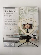 Brookstone 8 Inch Heart Ring Light LED 3 color Temps w/Tripod New In Box