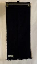 2 Vintage Made in USA Navy Blue Fringe Superfine Acrylic Checked Scarf 12x50