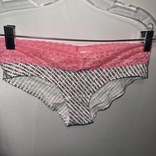 Vintage Victoria's Secret Cotton Low Rise Hip Hugger Panty Spell Out M white