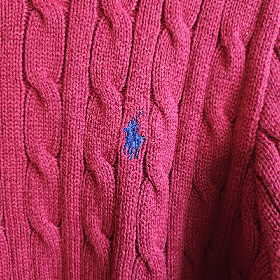 Nuevo con etiquetas Polo Ralph Lauren Niños Rojo Tejido con Cable Algodón Suéter Talla Grande (14/16) Foto 3 de 4