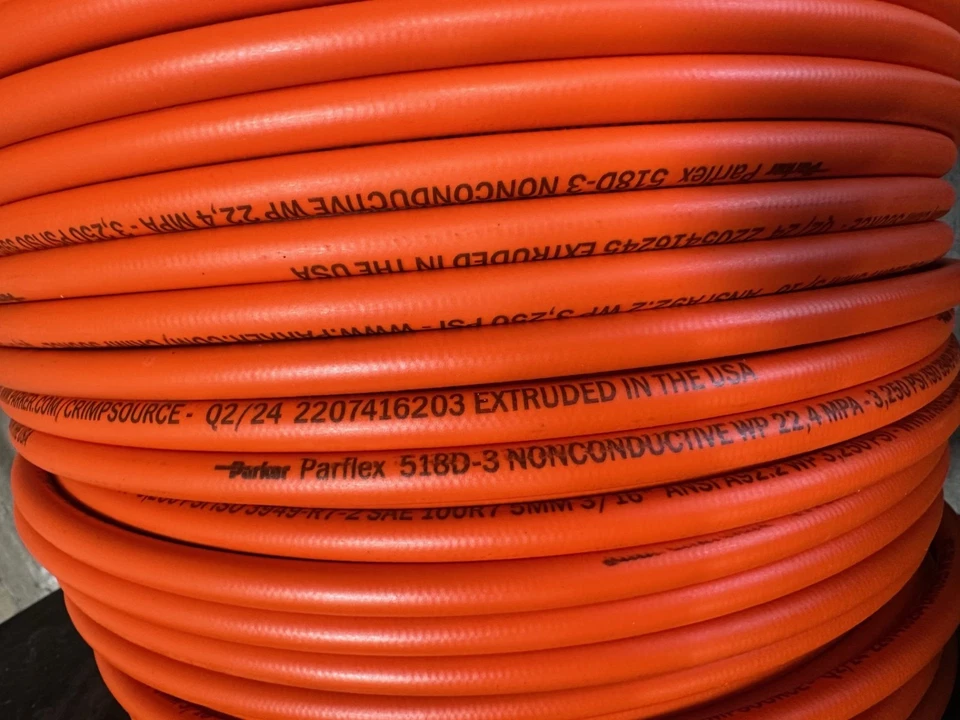 3/16" Nonconductive Thermoplastic Hydraulic Hose Parker 518D-3 3,250 PSI 5 Feet - Image 2 of 2