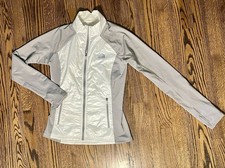 NORTH FACE Flight Series White Gray Jacket Primaloft Womens Small Zip Pockets