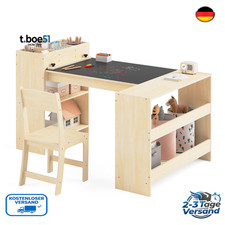 Kinder-Kunsttisch und Stuhl Set Kinderaktivit&auml;tstisch Holz  H&ouml;henverstellbar