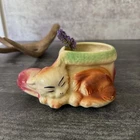 Vintage Mid Century Shawnee Pottery Cat Planter – 1950s Brown Kitten & Shoe