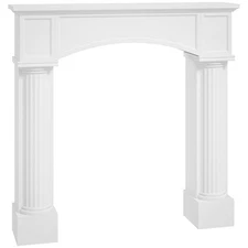 HOMCOM Modern Fireplace Mantel,  Fireplace Surround for Fireplaces, White