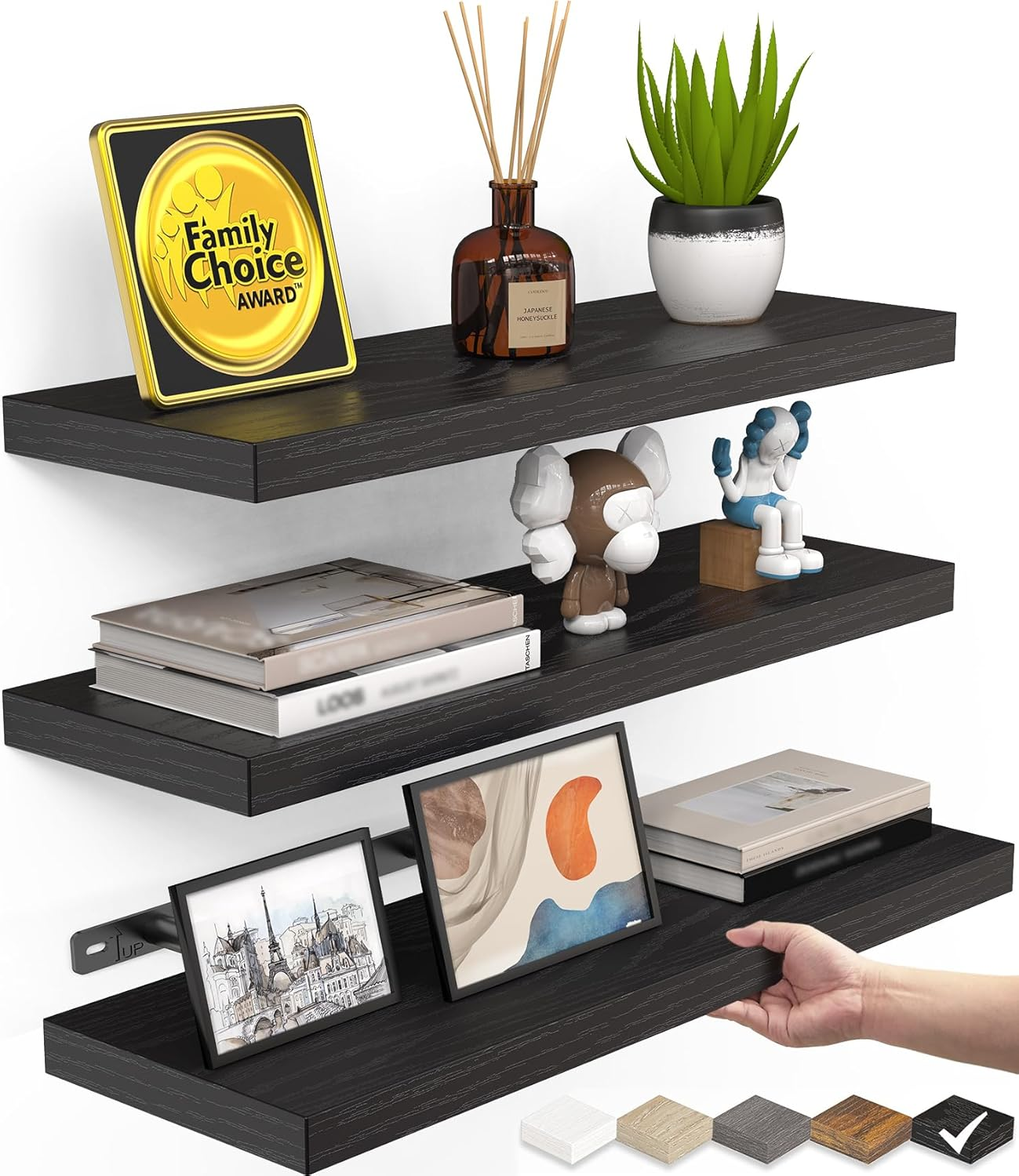 Rustic Wood Floating Shelves for Bathroom Wall
