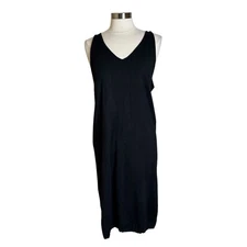 Grade and Gather Black Sleeveless V-Neck Knit Midi Dress Women’s Size Large New