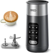 DREO 8-in-1 Milk Frother [Upgraded], Electric Stainless Steel Midnight Black