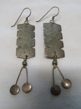 Pamela Worthington EPW Stamped Sterling Silver Southwest Style Dangle Earrings
