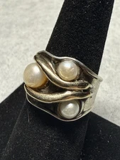 Hagit Gorali Pearl Ring, 14K yellow gold, Sterling Silver 925