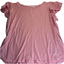 Jane and Delancey Pink Scoop Neck Flutter Sleeve XL Feminine Top Coastal Beachy