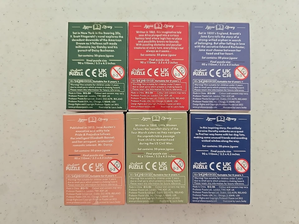 Professor Puzzle Mini Jigsaw Library Puzzles - Set of 6 Books Jane Eyre + MORE - Image 3 of 3