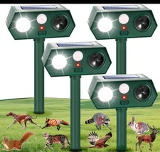 4 Pack Solar Ultrasonic Animal Repellent Dog Skunk Deer Raccoon For Garden D3