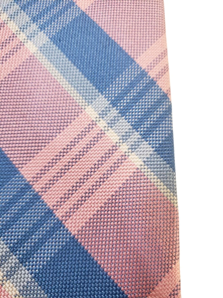 Izod Mens Tie Necktie Designer Pink Blue White Plaid Baby Shower Gender Reveal - Image 3 of 4