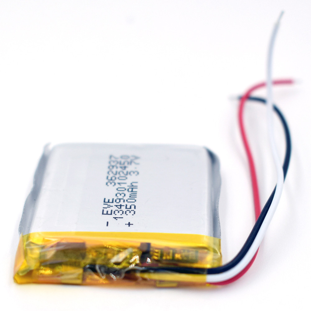 3.7V 350mAh Rechargeable Battery 362937 3wire Li-Polymer Li Po for GPS Recorder