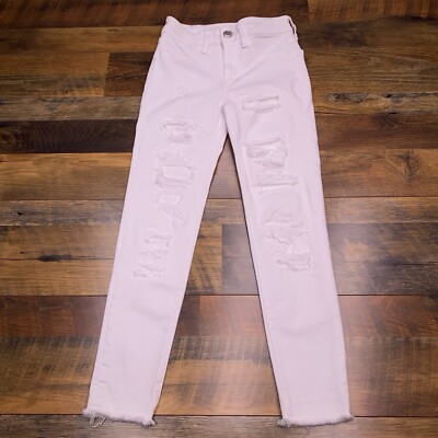 American Eagle Hi Rise Jegging Crop 0 Short White Super Next Level Stretch X New