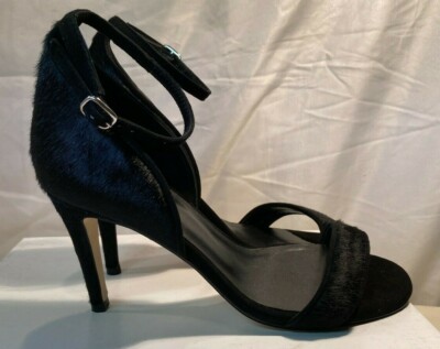 John Lewis Bianca Damen-Sandalen Haar auf Fell Stilettoabsatz schwarz UK 5