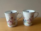 2x Kingsbury Fine Bone China Tea/Coffee Mugs, Viole/Floral Trailing Décor, 240ml