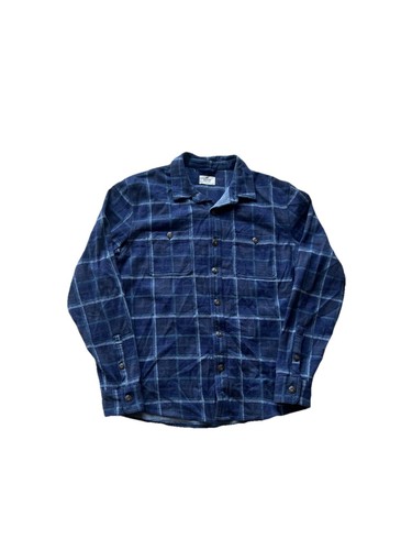 Marine Layer Mens Blue Plaid Flannel Collared Button Up Shirt Size Medium