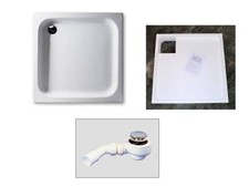 Acryl DUSCHWANNE 80x80cm, 90x75cm, 90x90cm, 100x100cm  weiß, tief 15cm