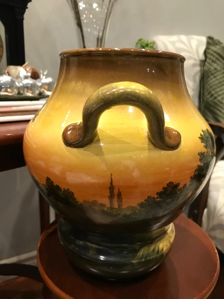 1920's Royal Bonn German Rare Large vase with scenery Foto 2 de 4