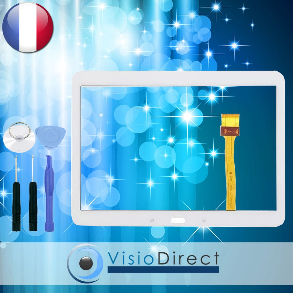 VISIODIRECT Vitre Ecran tactile pour Samsung Galaxy Tab 4 10.1" T530 T531 T535 blanc+ outils
