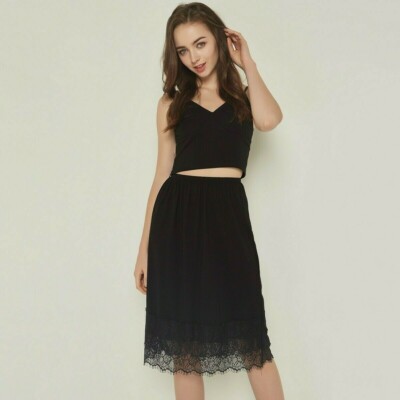 knee length dresses for ladies Strapless Midi Dress With Sequin Underskirt Everglade & Sepia / FR 42