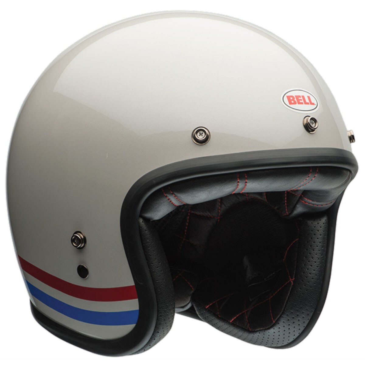 Bell Custom 500 3/4 Open Face Motorcycle Helmet Stripes Pearl
