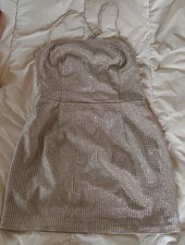 NWT Lulus Gold Metallic Lace-Up Mini Dress. Women dress size XL
