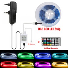 1m 5m RGB COB LED Strip 840LED/m Tape Light With 44Key Remote Power Full Kit 24V