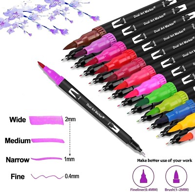 24 Tomaxis Dual Tip Farbfilzstifte feiner Liner für Zeichnen & Kalligrafie